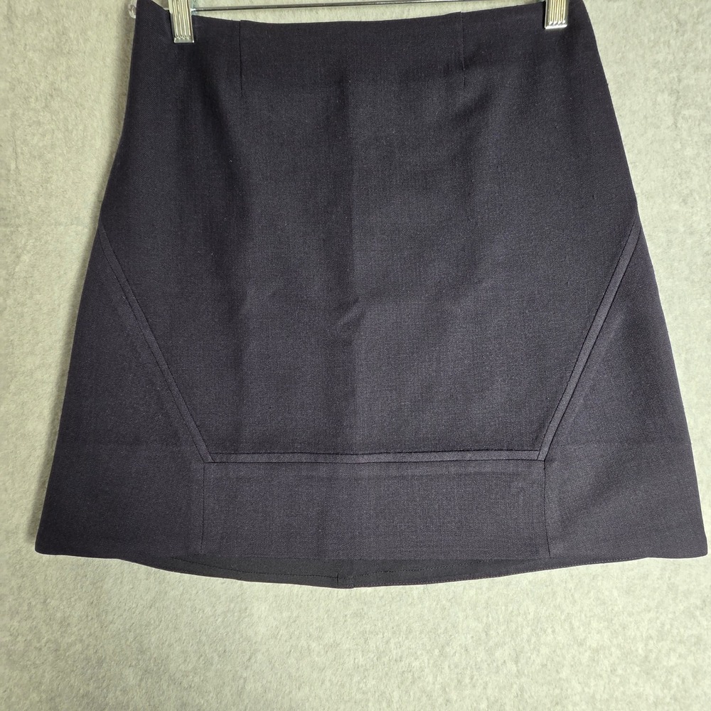 Tory Burch Navy Blue A-Line Mini Skirt Women Size 2 Geometric Seam Woven Lined